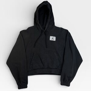 Jordan Women’s Air Jordan Logo Black Loose Fit Cropped Sweatshirt Hoodie MEDIUM